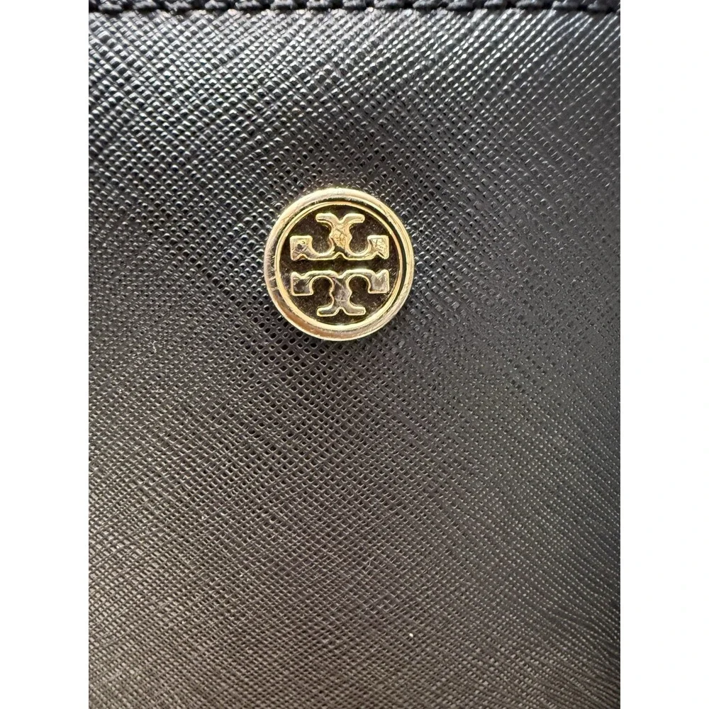 Tory Burch Robinson Black Saffiano Leather Tote Large Travel Business Purse Bag